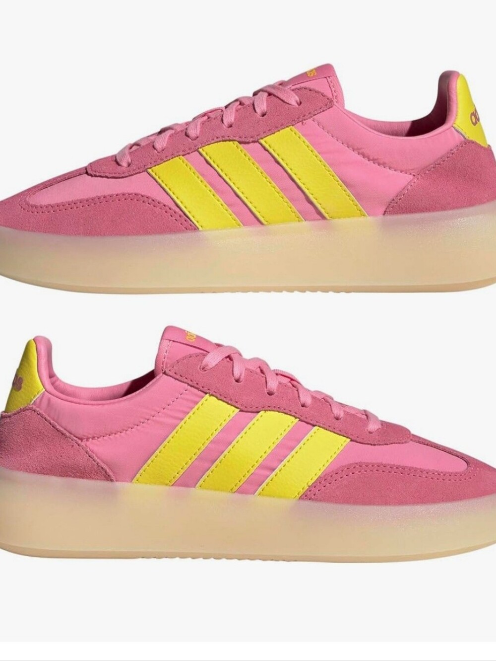 adidas Pink and Neon Green Breaknet Sleek Sneakers